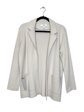 M Magaschoni Wool Blend Cream Sweater Knit Blazer Coat size Medium